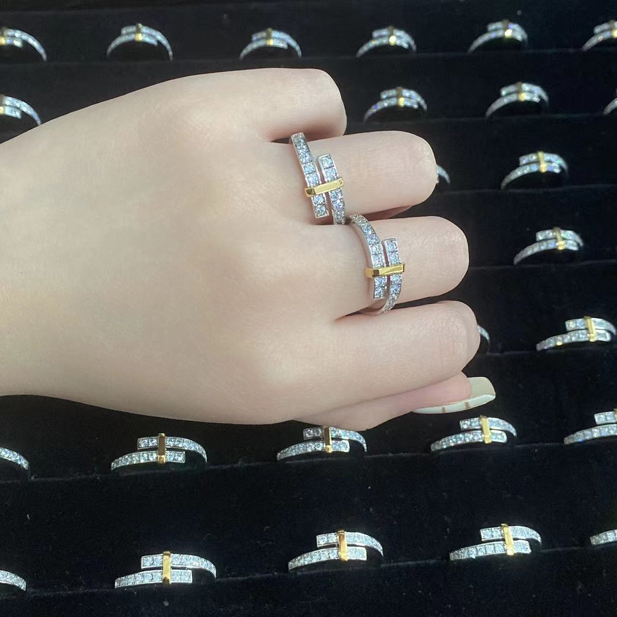 [Resenly Jewelry]EDGE GOLD SILVER DIAMOND RING