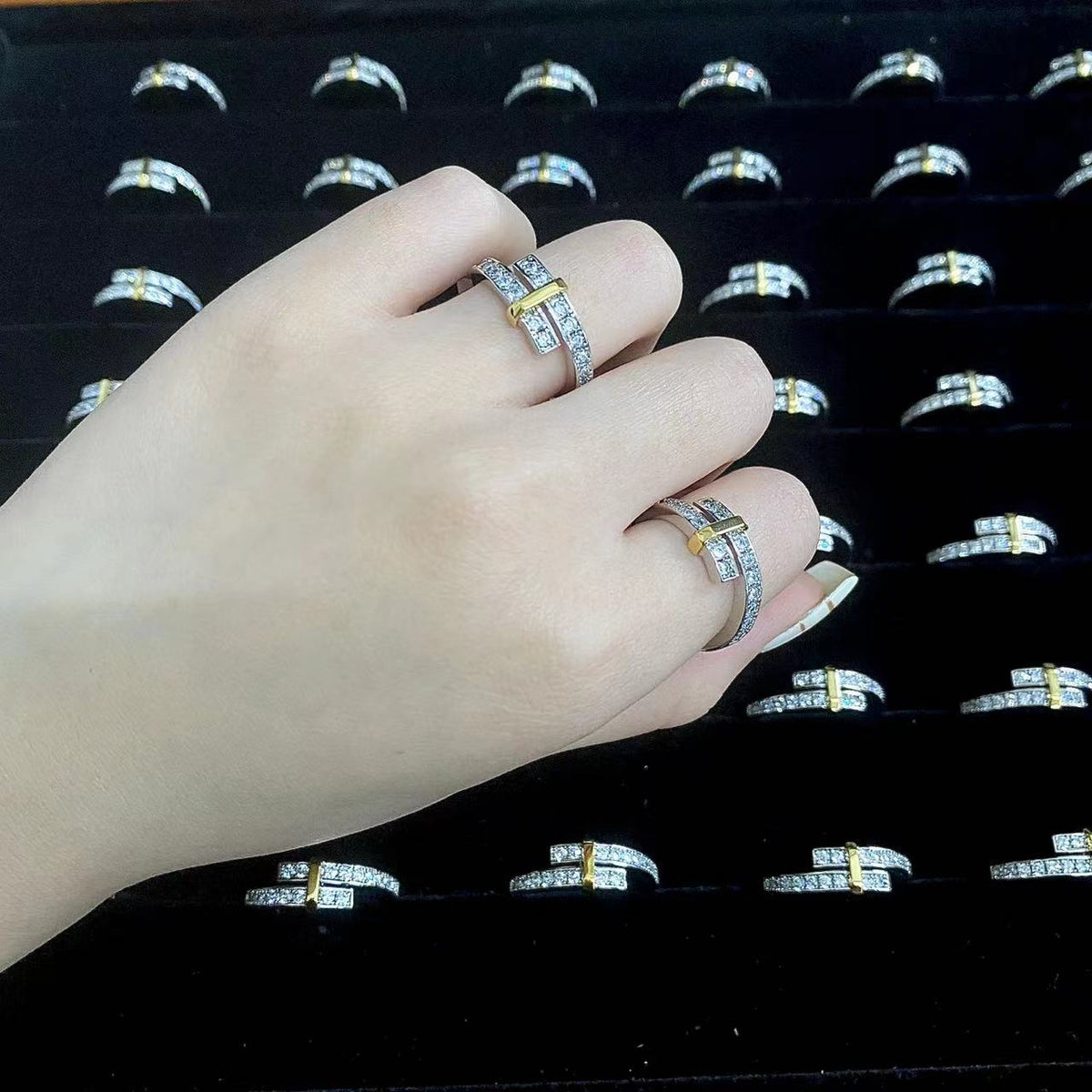 [Resenly Jewelry]EDGE GOLD SILVER DIAMOND RING