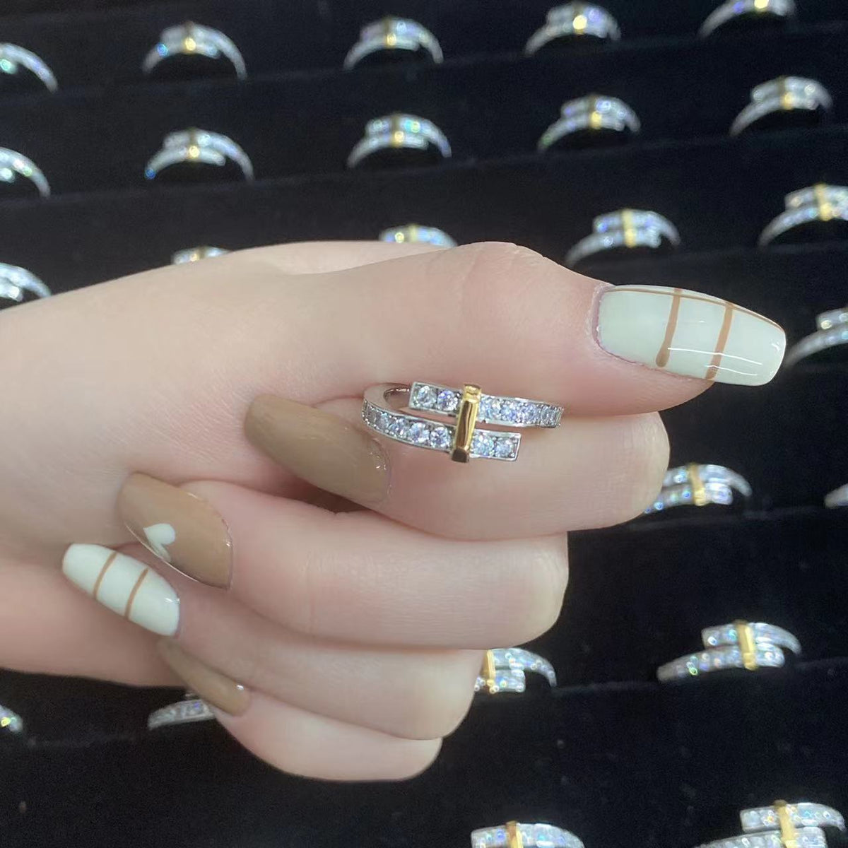 [Resenly Jewelry]EDGE GOLD SILVER DIAMOND RING