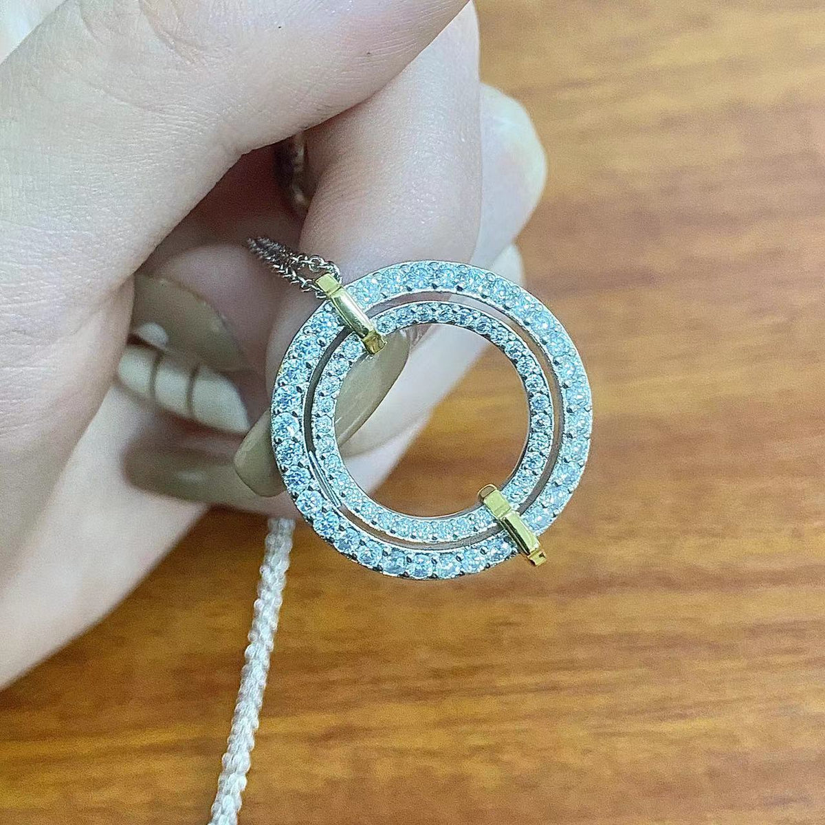 [Resenly Jewelry]EDGE DIAMOND GOLD SILVER NECKLACE