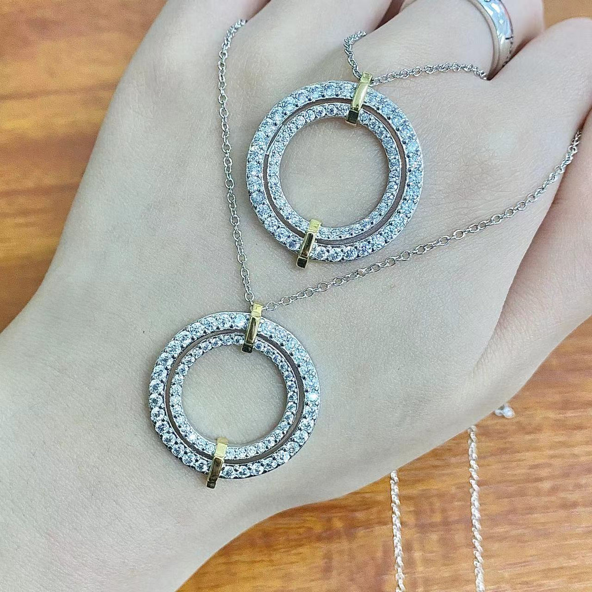 [Resenly Jewelry]EDGE DIAMOND GOLD SILVER NECKLACE