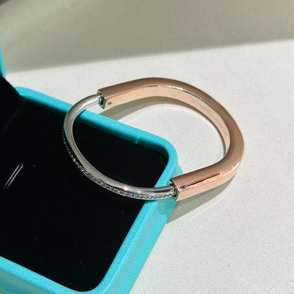 [Resenly Jewelry]LOCK PINK GOLD SILVER DIAMOND BRACELET