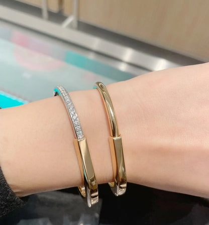 [Resenly Jewelry]LOCK PINK GOLD SILVER DIAMOND BRACELET