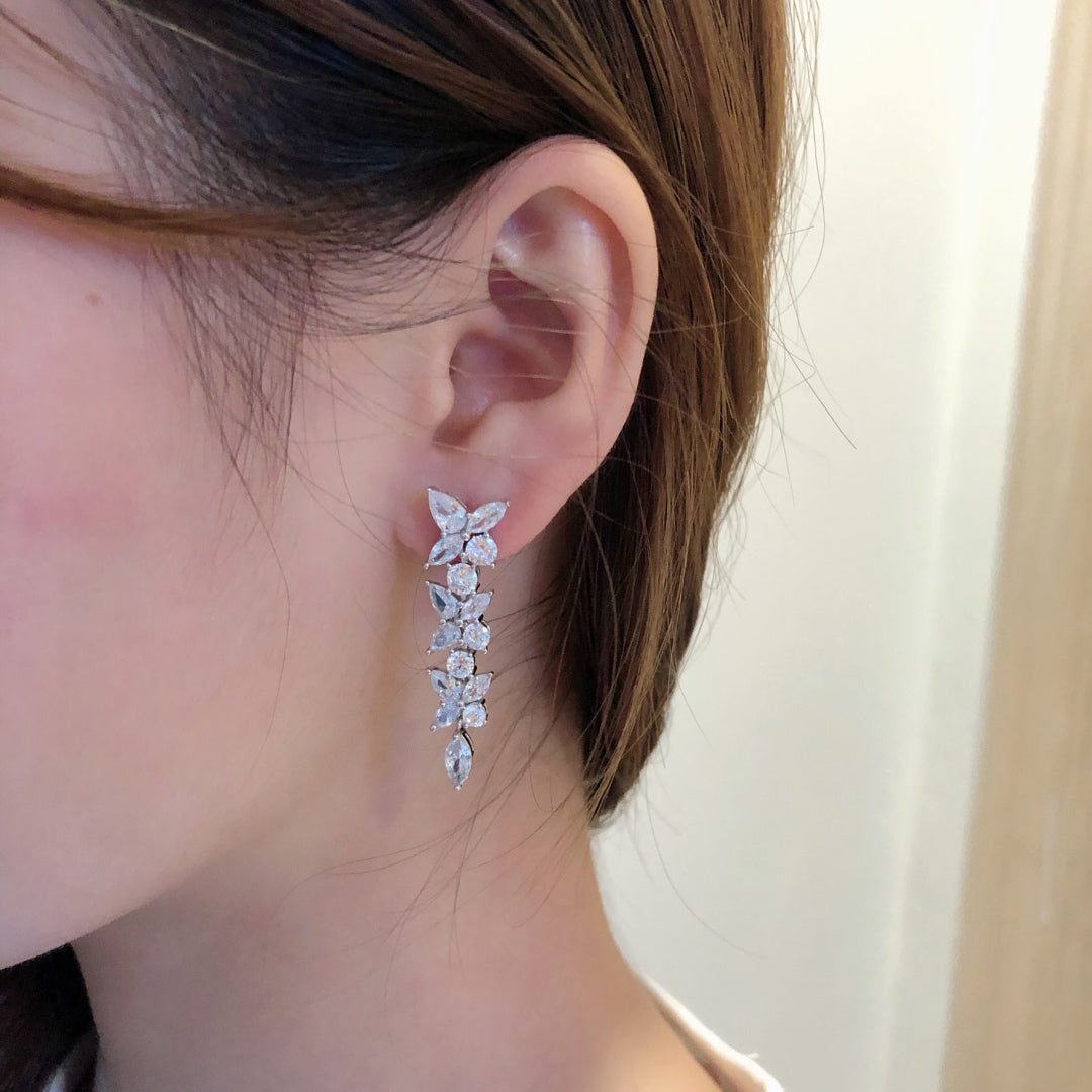 [Resenly Jewelry]VICTORIA SILVER DIAMOND DROP EARRINGS