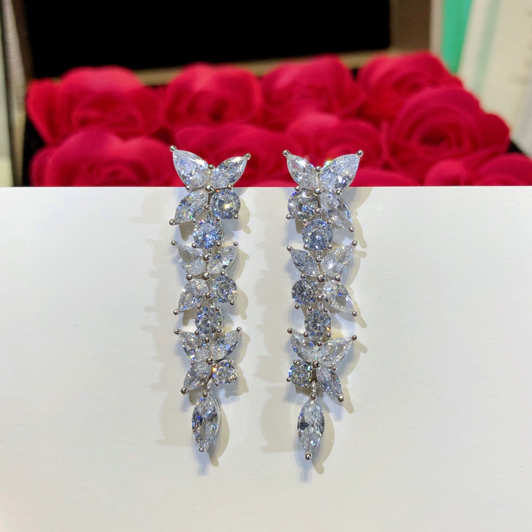 [Resenly Jewelry]VICTORIA SILVER DIAMOND DROP EARRINGS