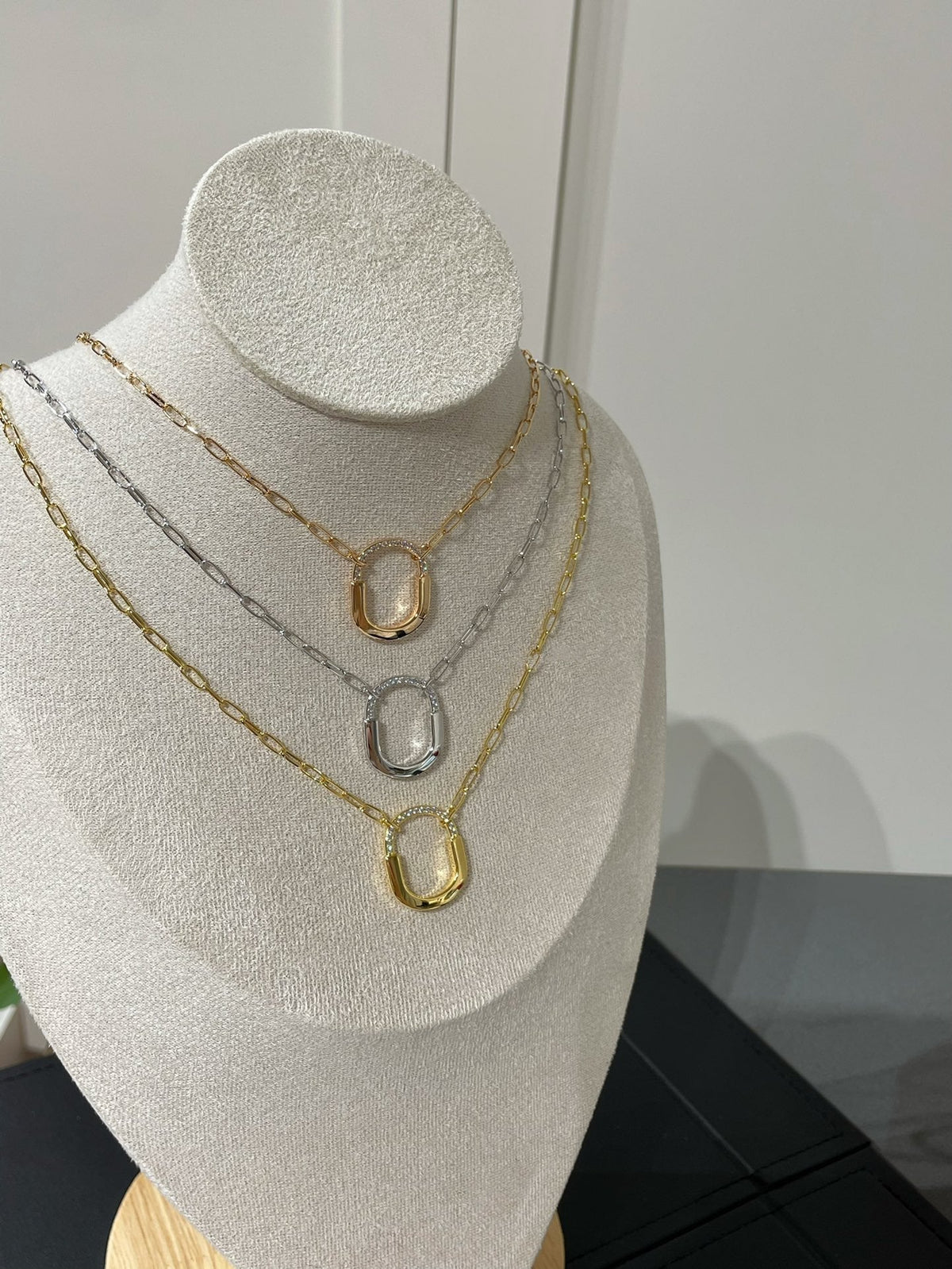 [Resenly Jewelry]LOCK MEDIUM PENDANT DIAMOND NECKLACE
