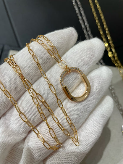[Resenly Jewelry]LOCK MEDIUM PENDANT DIAMOND NECKLACE