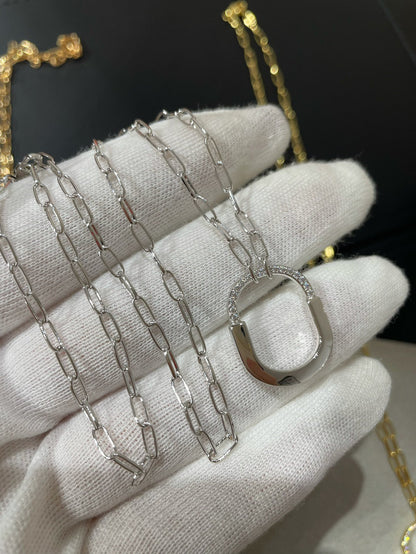 [Resenly Jewelry]LOCK MEDIUM PENDANT DIAMOND NECKLACE