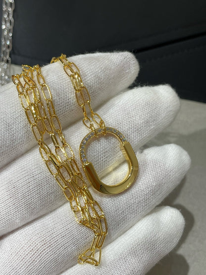 [Resenly Jewelry]LOCK MEDIUM PENDANT DIAMOND NECKLACE