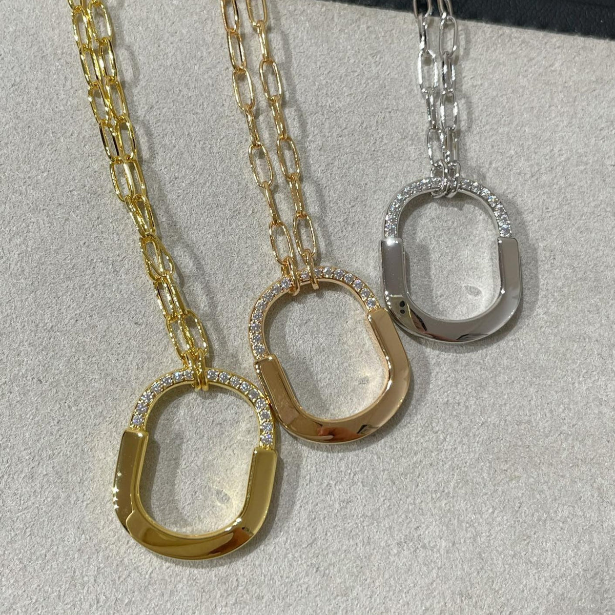 [Resenly Jewelry]LOCK MEDIUM PENDANT DIAMOND NECKLACE