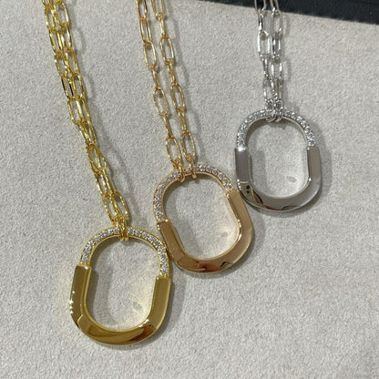 [Resenly Jewelry]LOCK MEDIUM PENDANT DIAMOND NECKLACE