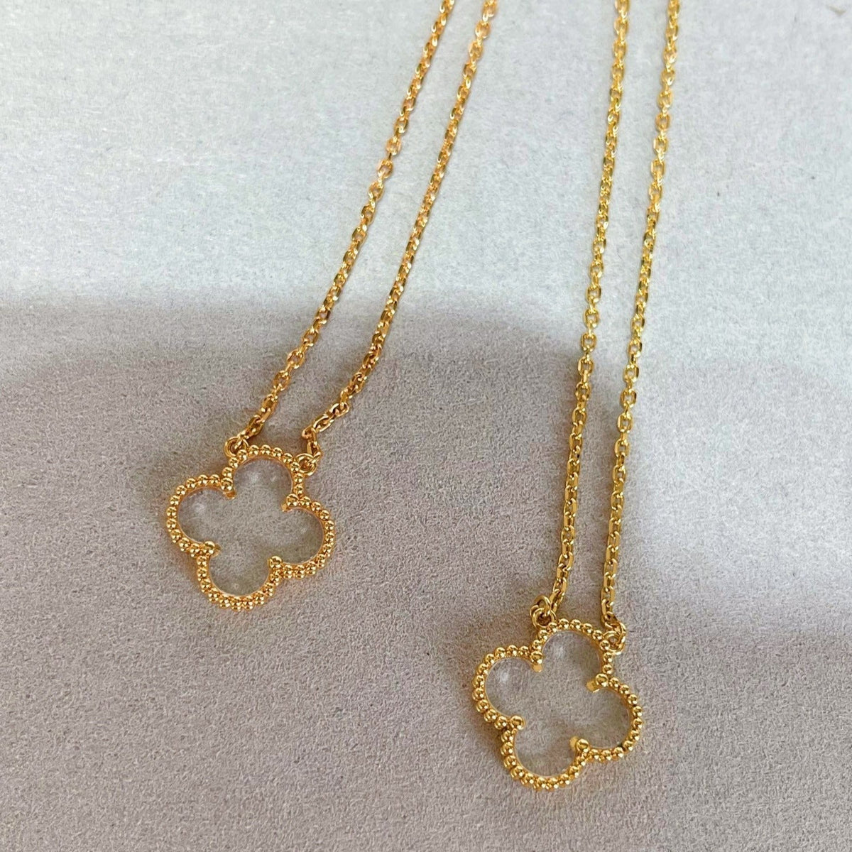 [Resenly Jewelry]CLOVER ROCK CRYSTAL ROSE GOLD NECKLACE