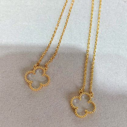 [Resenly Jewelry]CLOVER ROCK CRYSTAL ROSE GOLD NECKLACE