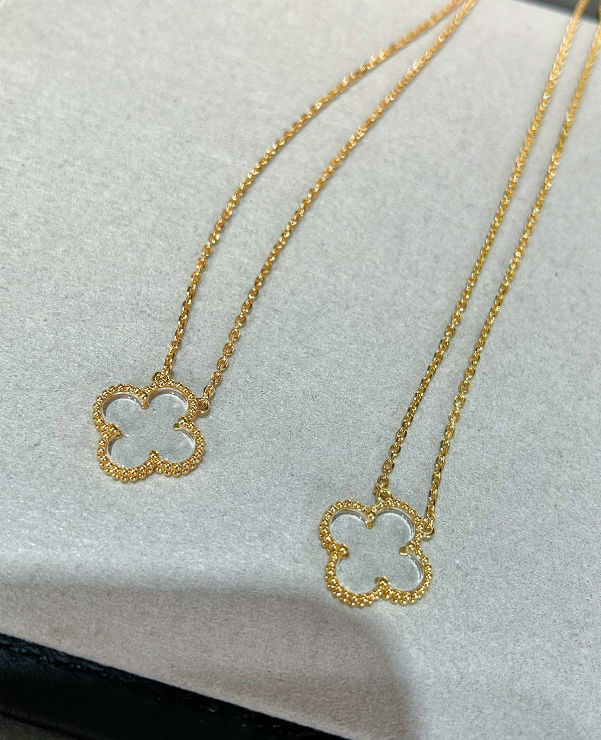 [Resenly Jewelry]CLOVER ROCK CRYSTAL ROSE GOLD NECKLACE