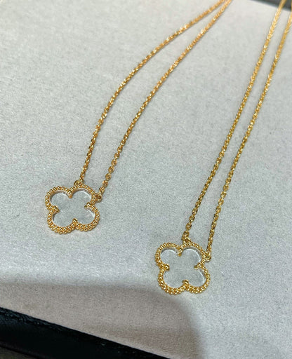 [Resenly Jewelry]CLOVER ROCK CRYSTAL ROSE GOLD NECKLACE