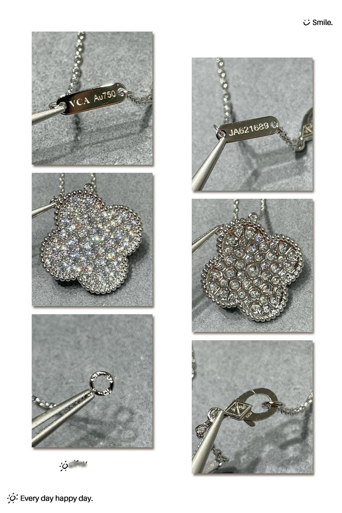 [Resenly Jewelry]CLOVER 25MM LARGE PENDANT DIAMOND PAVED SILVER NECKLACE