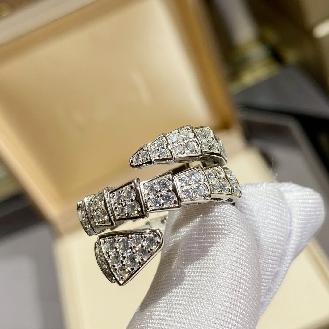 [Resenly Jewelry]SERPENTI DOUBLE RING SILVER DIAMOND PAVED