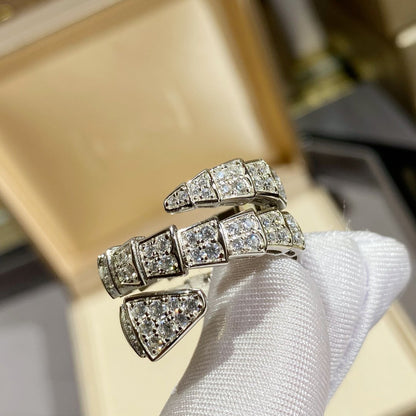 [Resenly Jewelry]SERPENTI DOUBLE RING SILVER DIAMOND PAVED