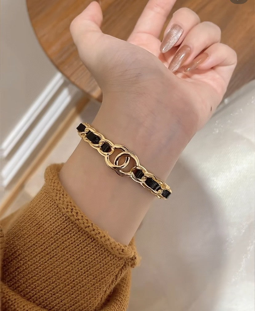 [Resenly Jewelry]Double C Open Bangle