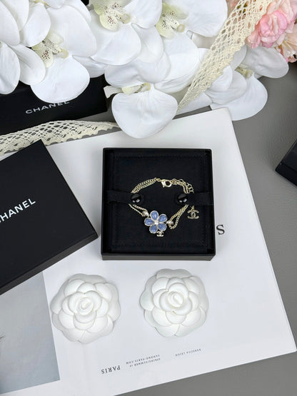 [Resenly Jewelry]VOLTE New Blue Floral Double-Layer Bracelet