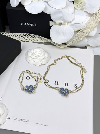[Resenly Jewelry]VOLTE New Blue Floral Double-Layer Bracelet