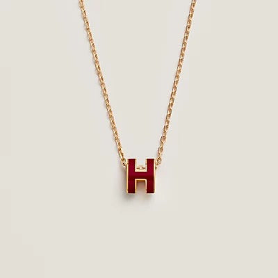 [Resenly Jewelry]HM CLIC RED ENAMEL GOLD NECKLACE