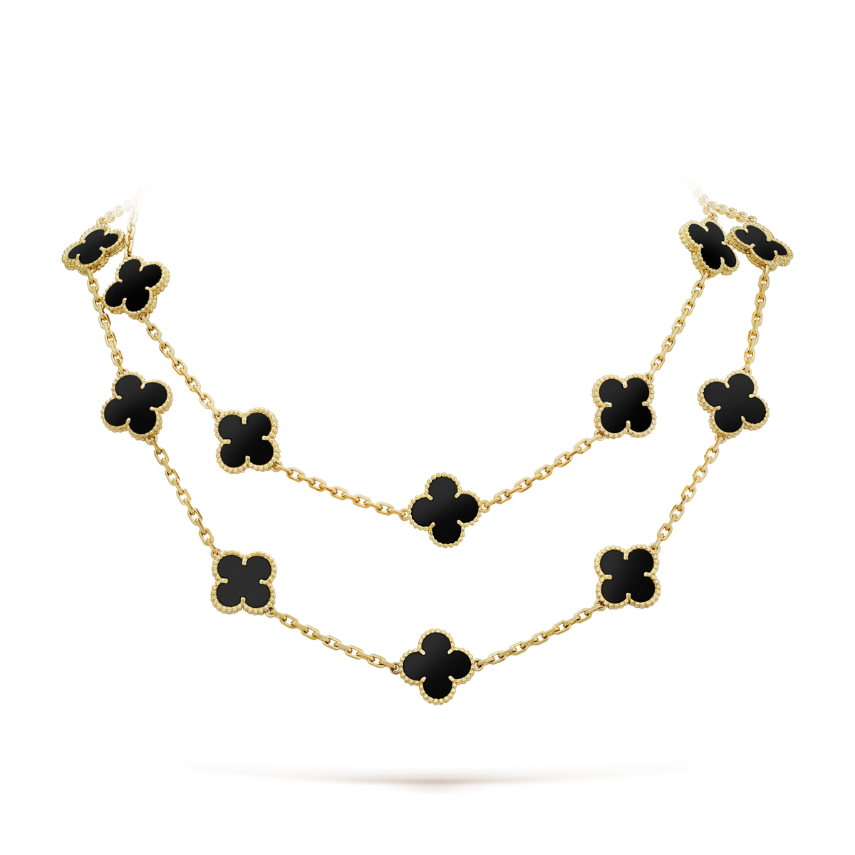 [Resenly Jewelry]CLOVER 20 MOTIFS ONYX NECKLACE