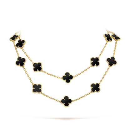 [Resenly Jewelry]CLOVER 20 MOTIFS ONYX NECKLACE