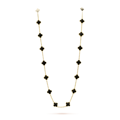 [Resenly Jewelry]CLOVER 20 MOTIFS ONYX NECKLACE