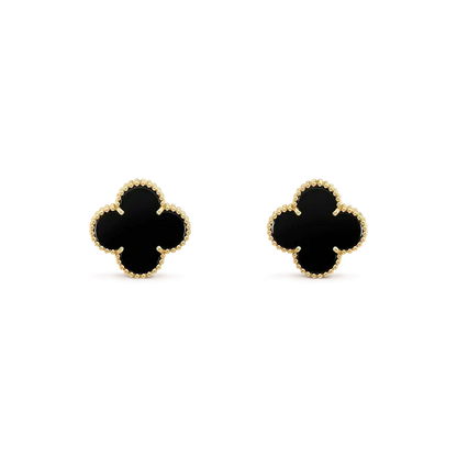 [Resenly Jewelry]CLOVER MEDIUM 1 MOTIFS  ONYX STUD EARRINGS