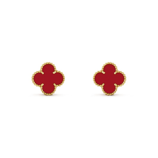 [Resenly Jewelry]CLOVER MINI 9.5MM CARNELIAN EARRINGS