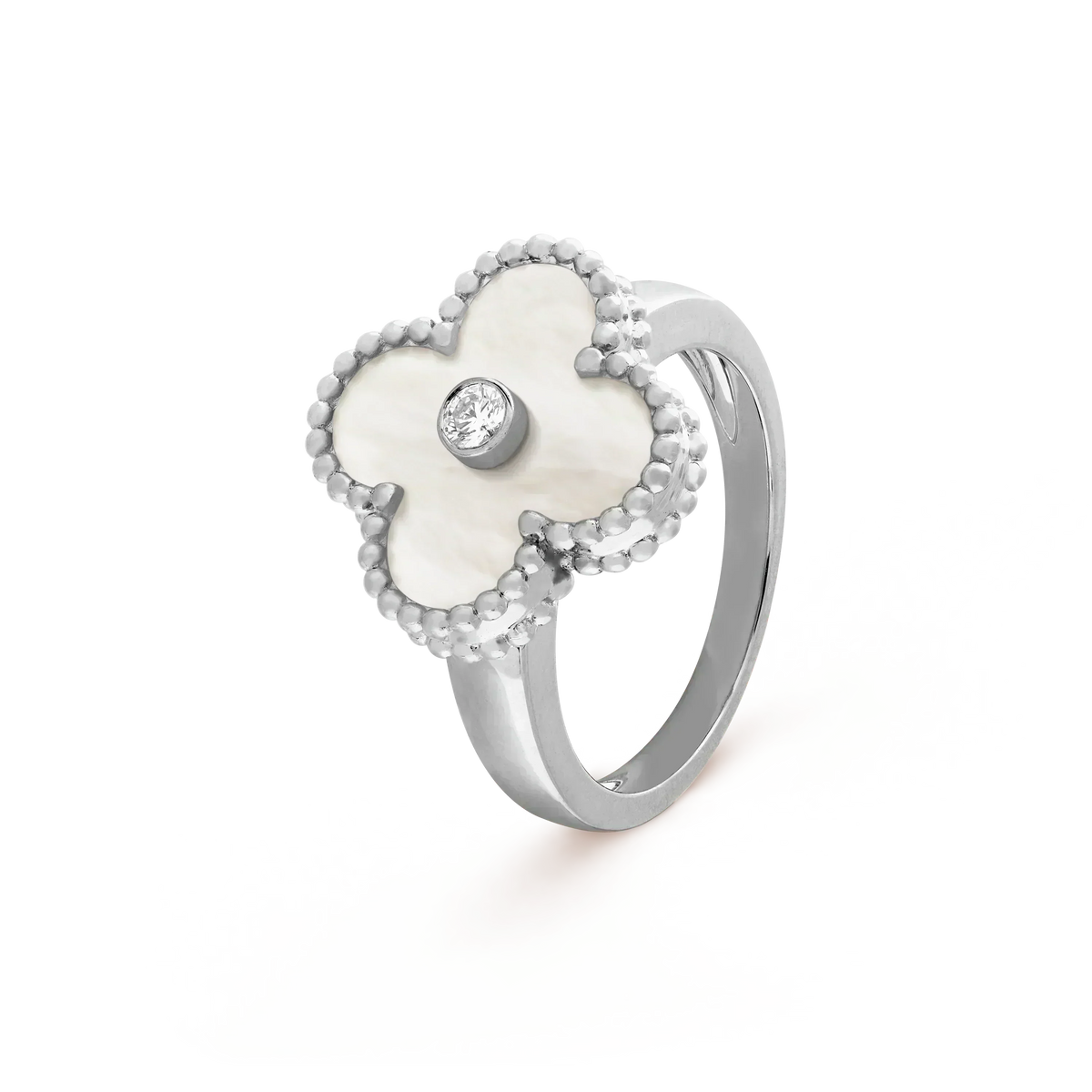 [Resenly Jewelry]CLOVER SILVER MOP DIAMOND RING