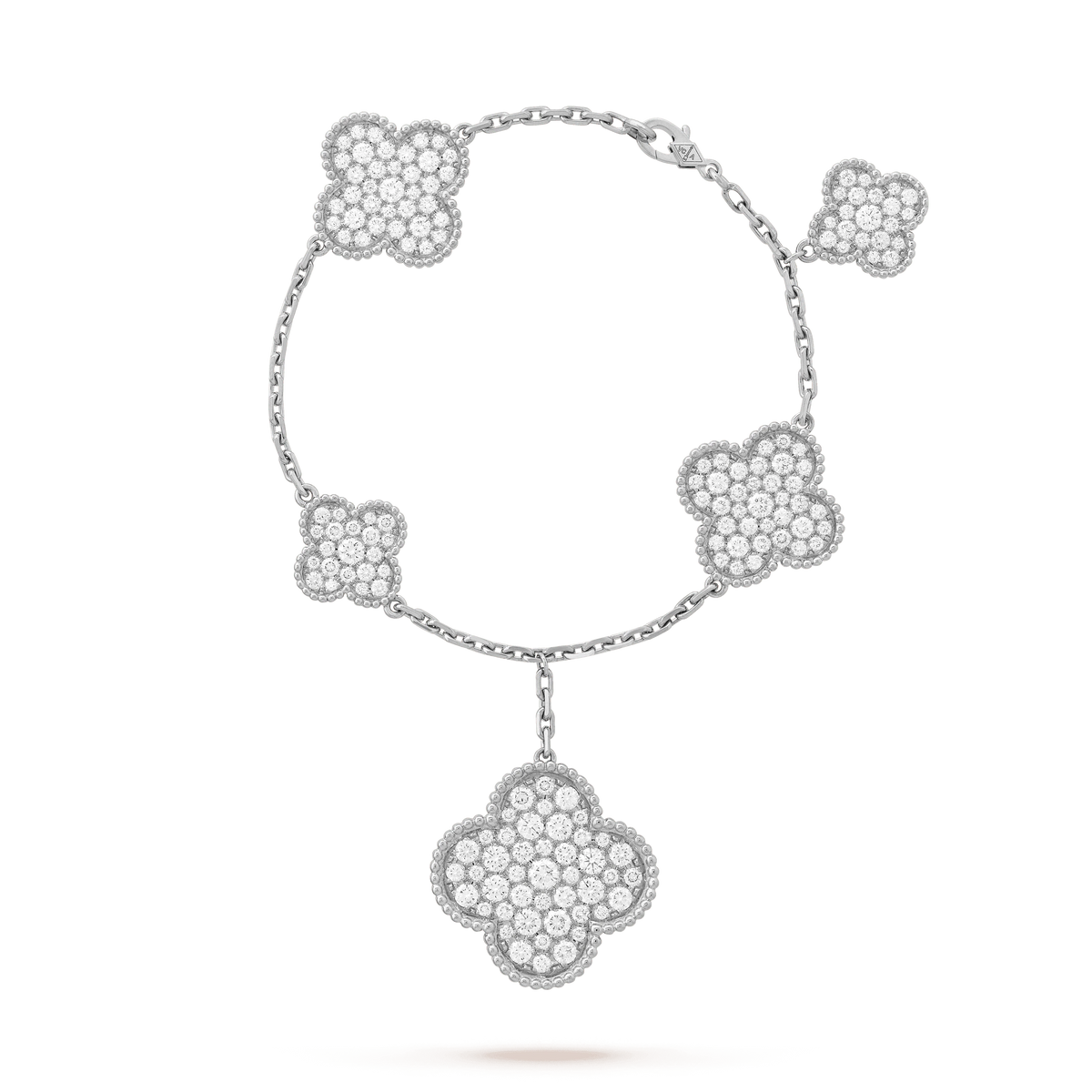 [Resenly Jewelry]CLOVER 6 MOTIFS SILVER DIAMOND BRACELET