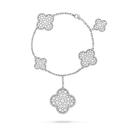 [Resenly Jewelry]CLOVER 6 MOTIFS SILVER DIAMOND BRACELET
