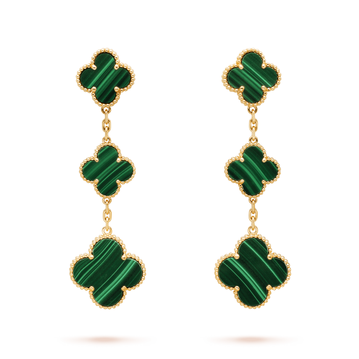 [Resenly Jewelry]CLOVER MALACHITE 3 MOTIFS GOLD