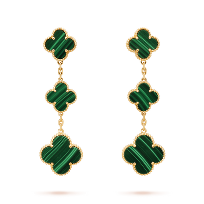 [Resenly Jewelry]CLOVER MALACHITE 3 MOTIFS GOLD