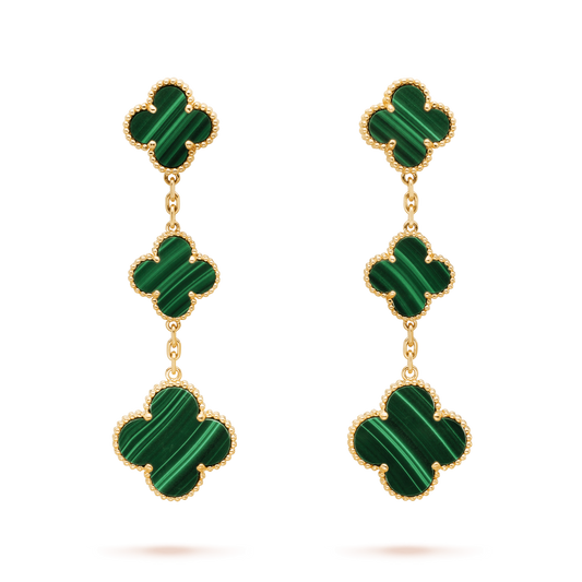 [Resenly Jewelry]CLOVER MALACHITE 3 MOTIFS GOLD
