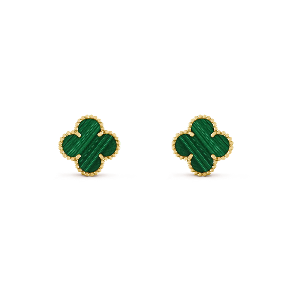 [Resenly Jewelry]CLOVER MEDIUM 1 MOTIFS MALACHITE  EARRINGS