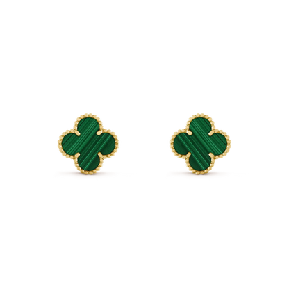 [Resenly Jewelry]CLOVER MEDIUM 1 MOTIFS MALACHITE  EARRINGS