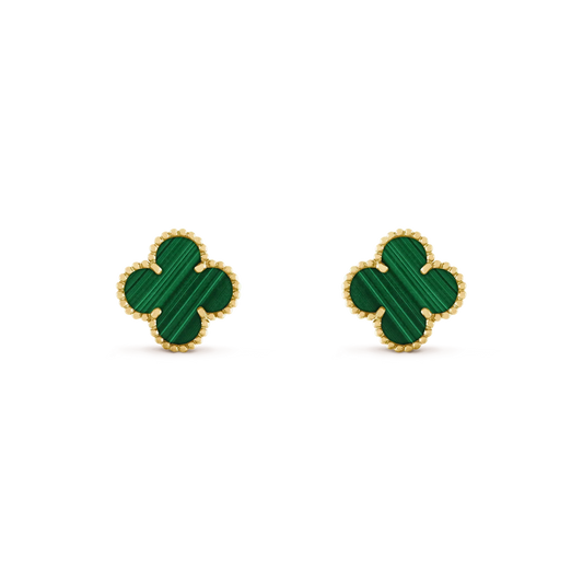 [Resenly Jewelry]CLOVER MEDIUM 1 MOTIFS MALACHITE  EARRINGS