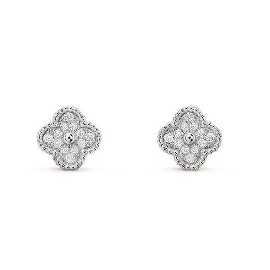 [Resenly Jewelry]CLOVER MINI DIAMOND STUD EARRINGS