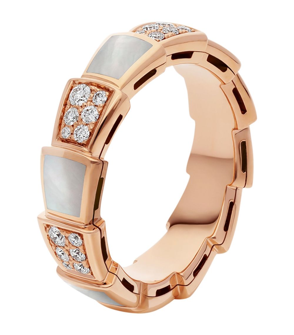 [Resenly Jewelry]SERPENTI RING PINK GOLD MOP DIAMOND PAVED 4MM