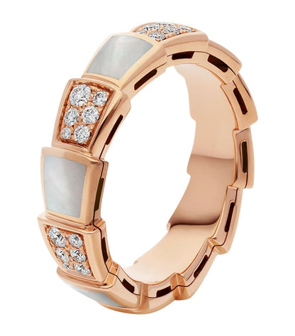 [Resenly Jewelry]SERPENTI RING PINK GOLD MOP DIAMOND PAVED 4MM