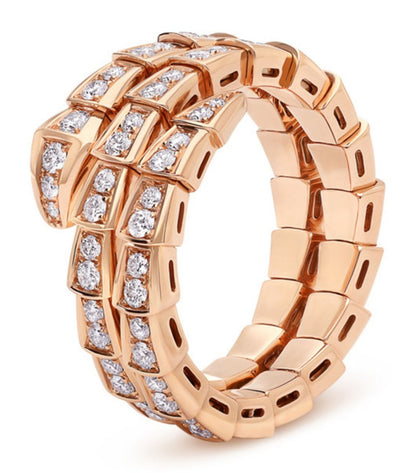[Resenly Jewelry]SERPENTI RING PINK GOLD DIAMOND DOUBLE ROW