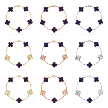 [Resenly Jewelry]CLOVER 5 MOTIF PURPLE STRIPES BRACELET COLLECTION