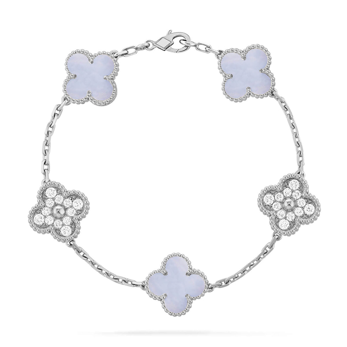 [Resenly Jewelry] CLOVER 5 MOTIF PURPLE CHALCEDONY BRACELET COLLECTION