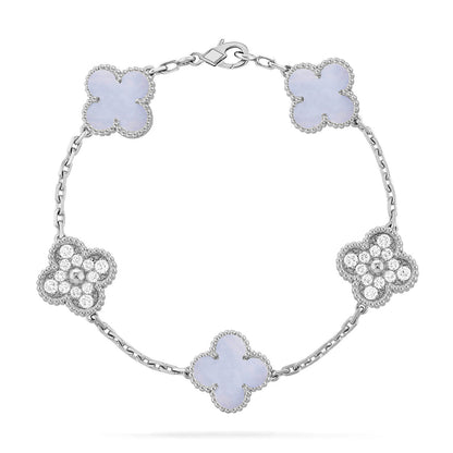 [Resenly Jewelry] CLOVER 5 MOTIF PURPLE CHALCEDONY BRACELET COLLECTION