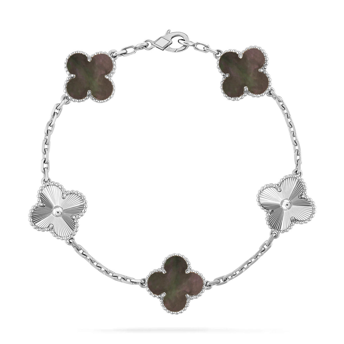 [Resenly Jewelry] CLOVER 5 MOTIF GRAY MOP BRACELET COLLECTION