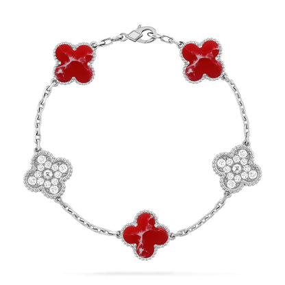 [Resenly Jewelry]CLOVER 5 MOTIF RED PATTERN BRACELET COLLECTION