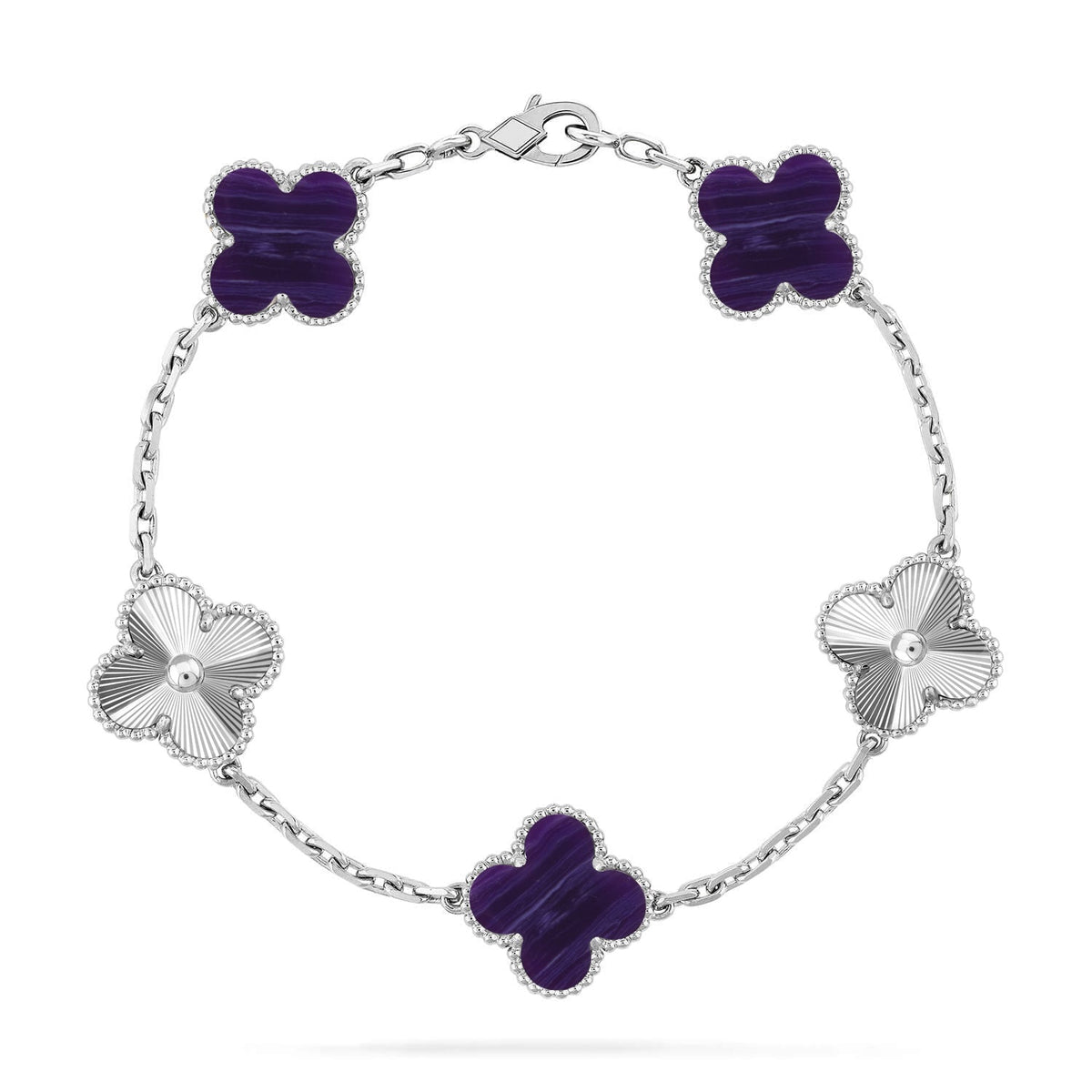 [Resenly Jewelry]CLOVER 5 MOTIF PURPLE STRIPES BRACELET COLLECTION